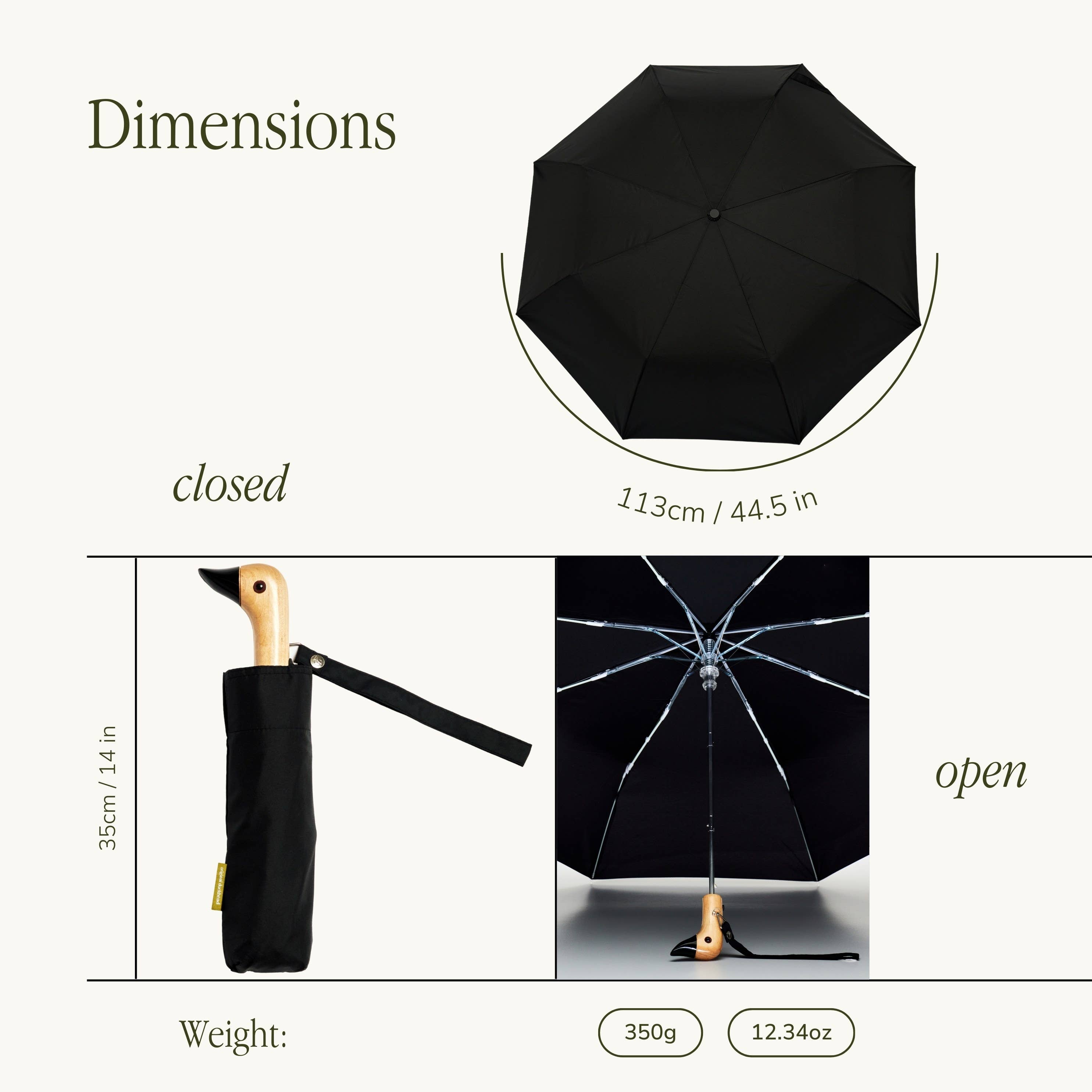 Classic Black Compact DuckUmbrella