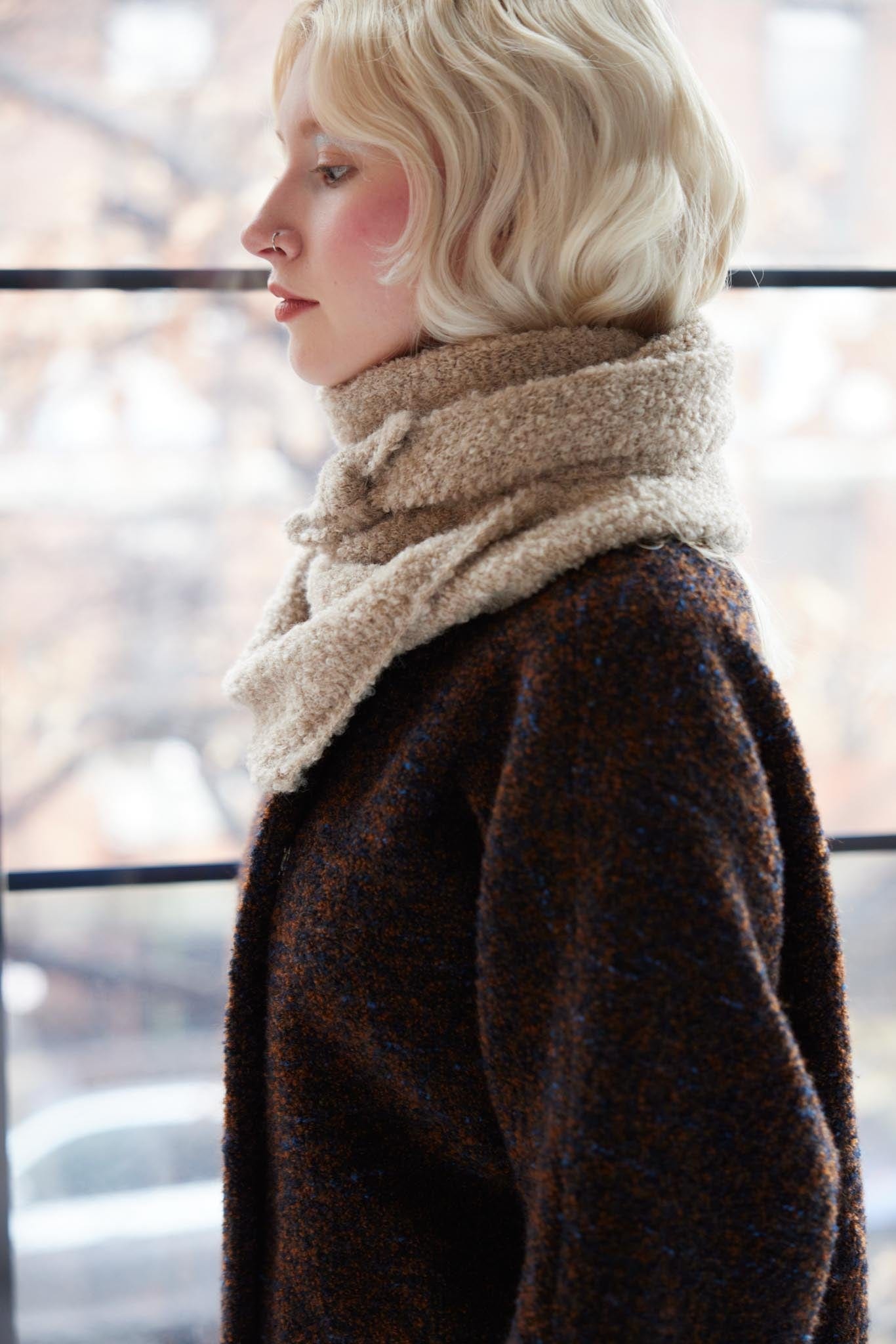 Triangle Boucle Wool Scarf