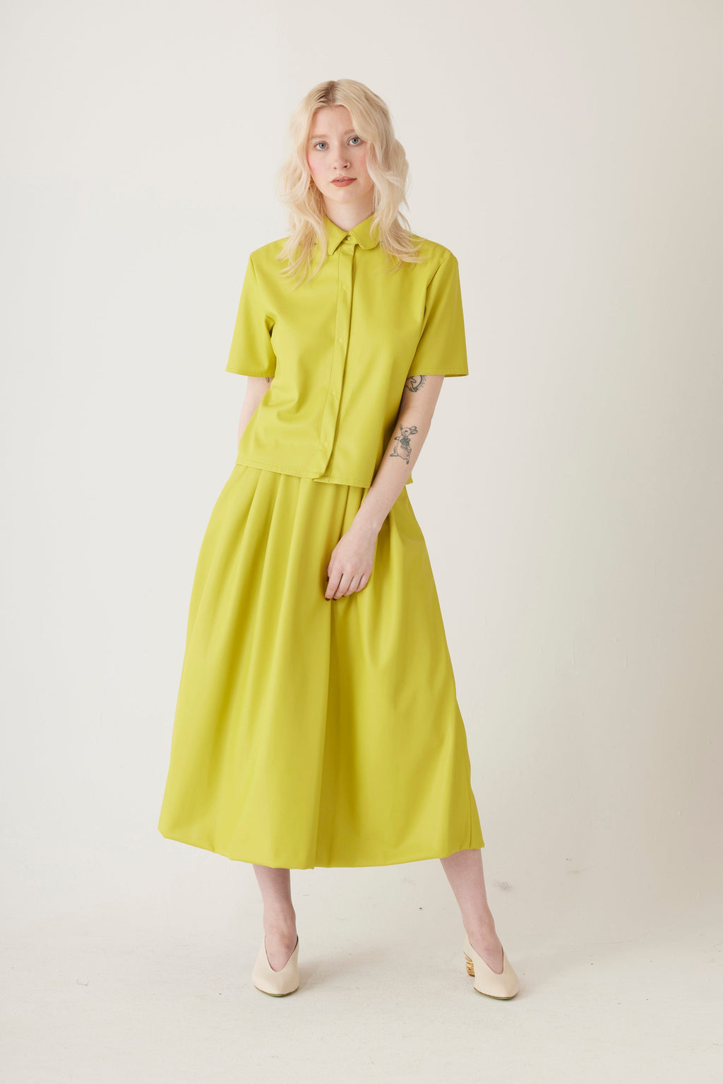 Volante Blouse in Pleatherette