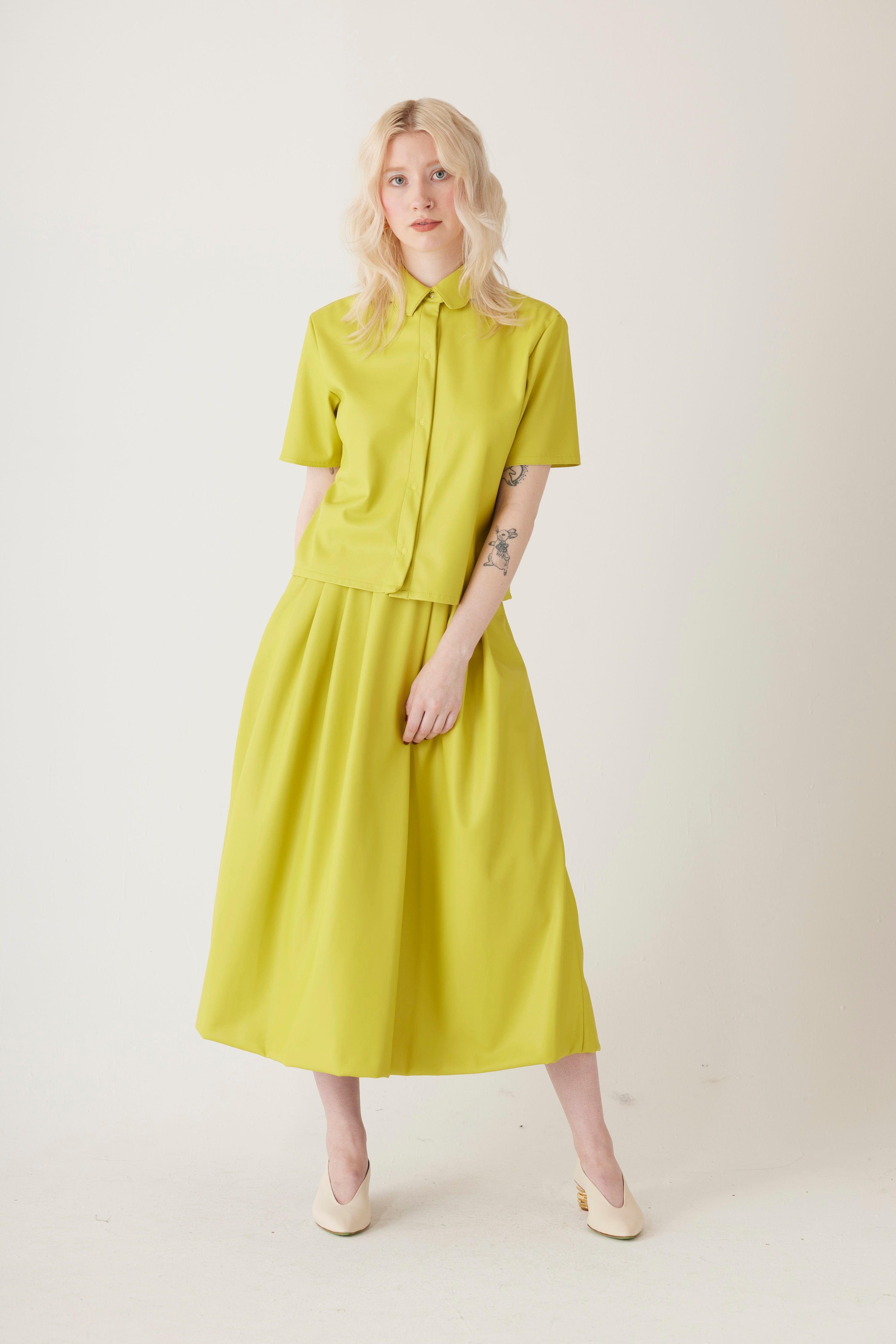 Volante Blouse in Pleatherette