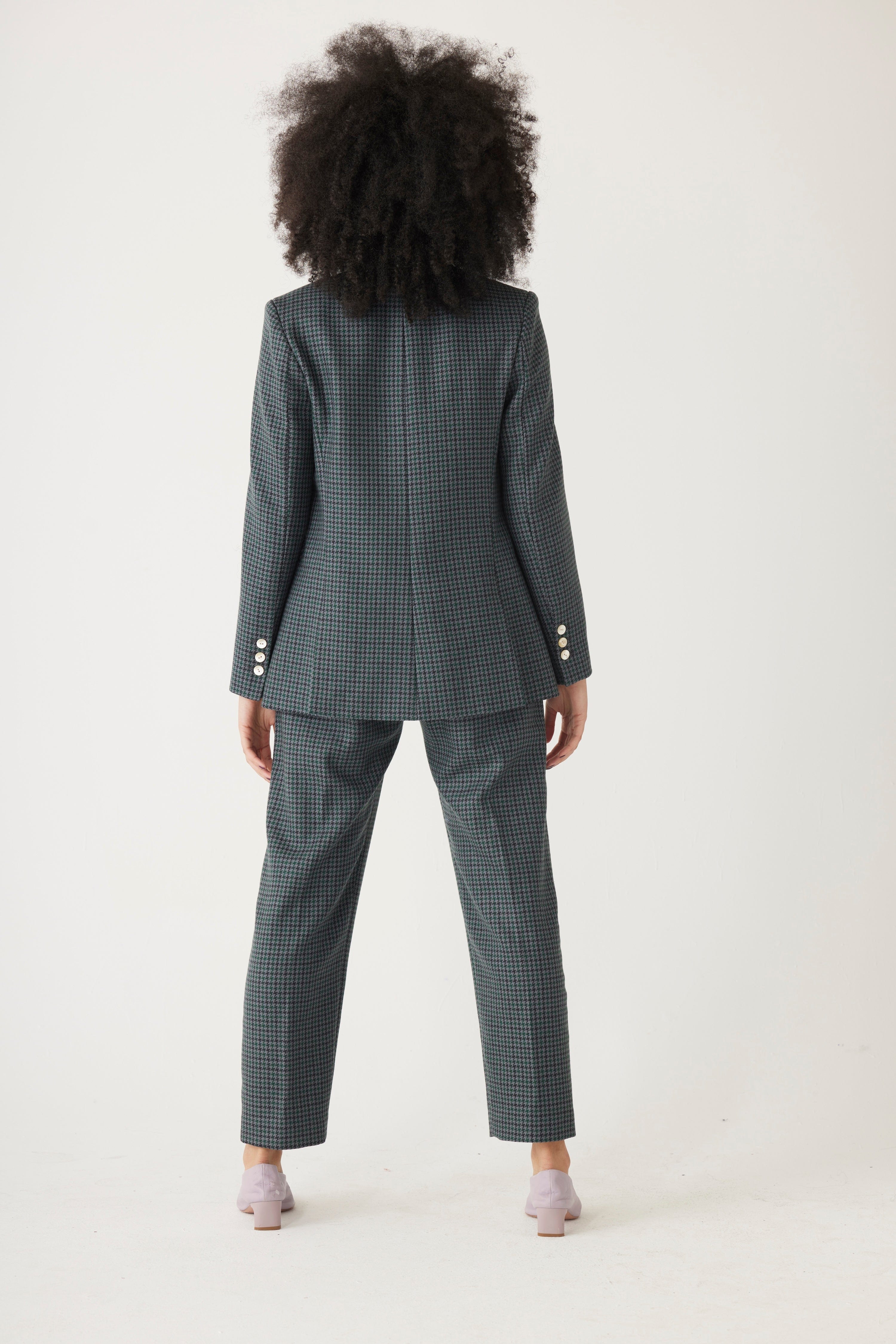 Bianca Blazer in Evergreen Houndstooth Wool
