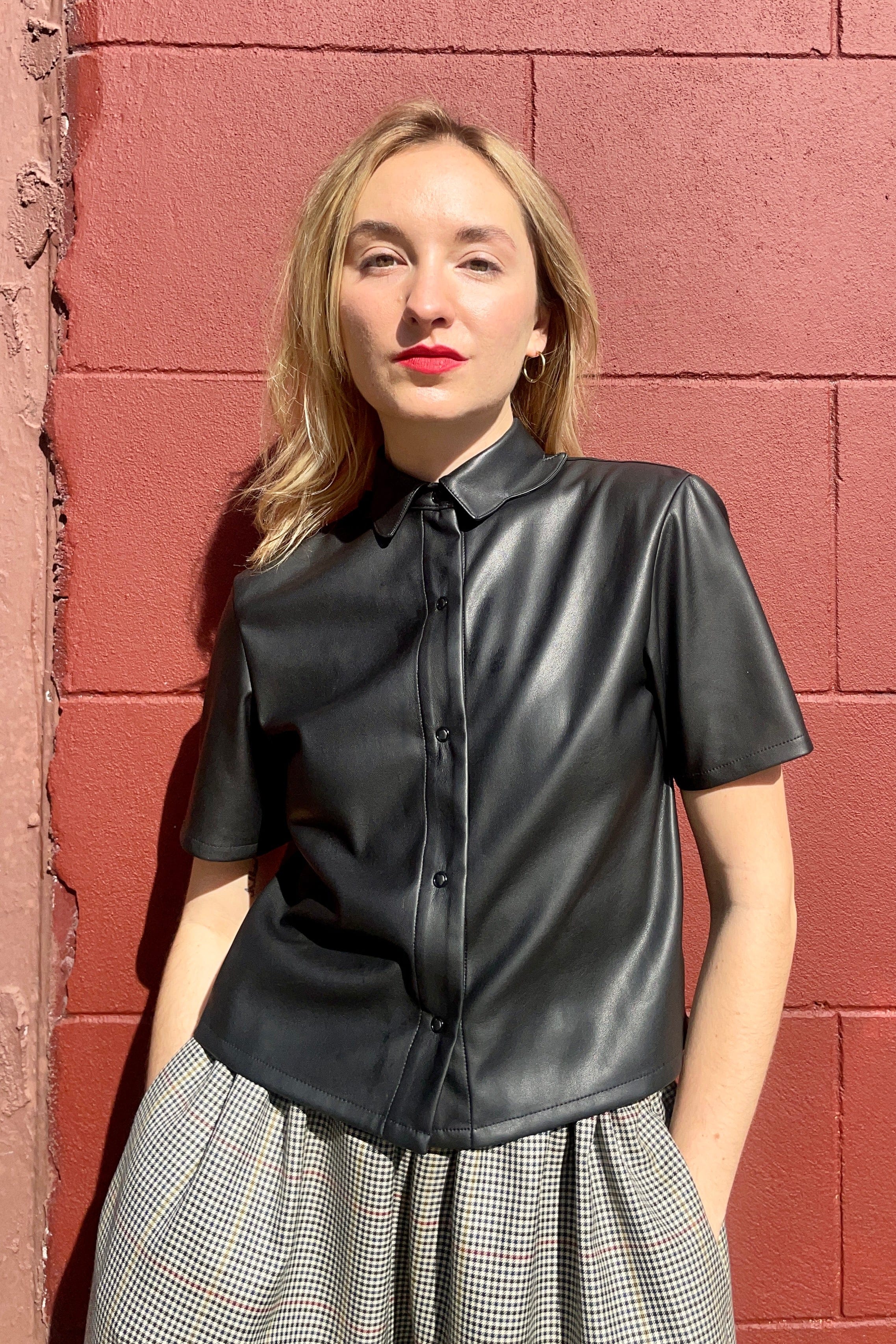 Volante Blouse in Pleatherette