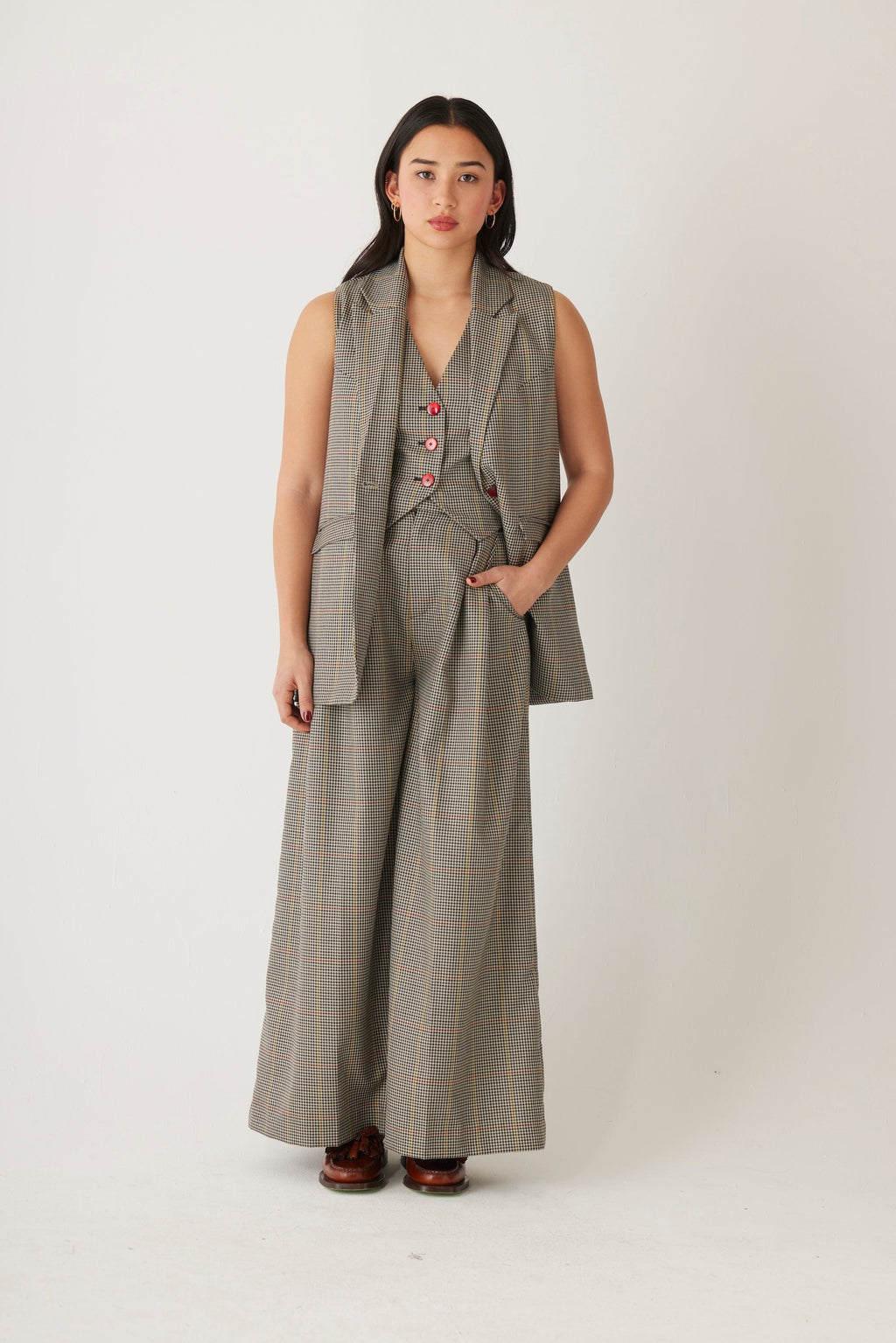 Candice Vest in Tropical Wool Plaid