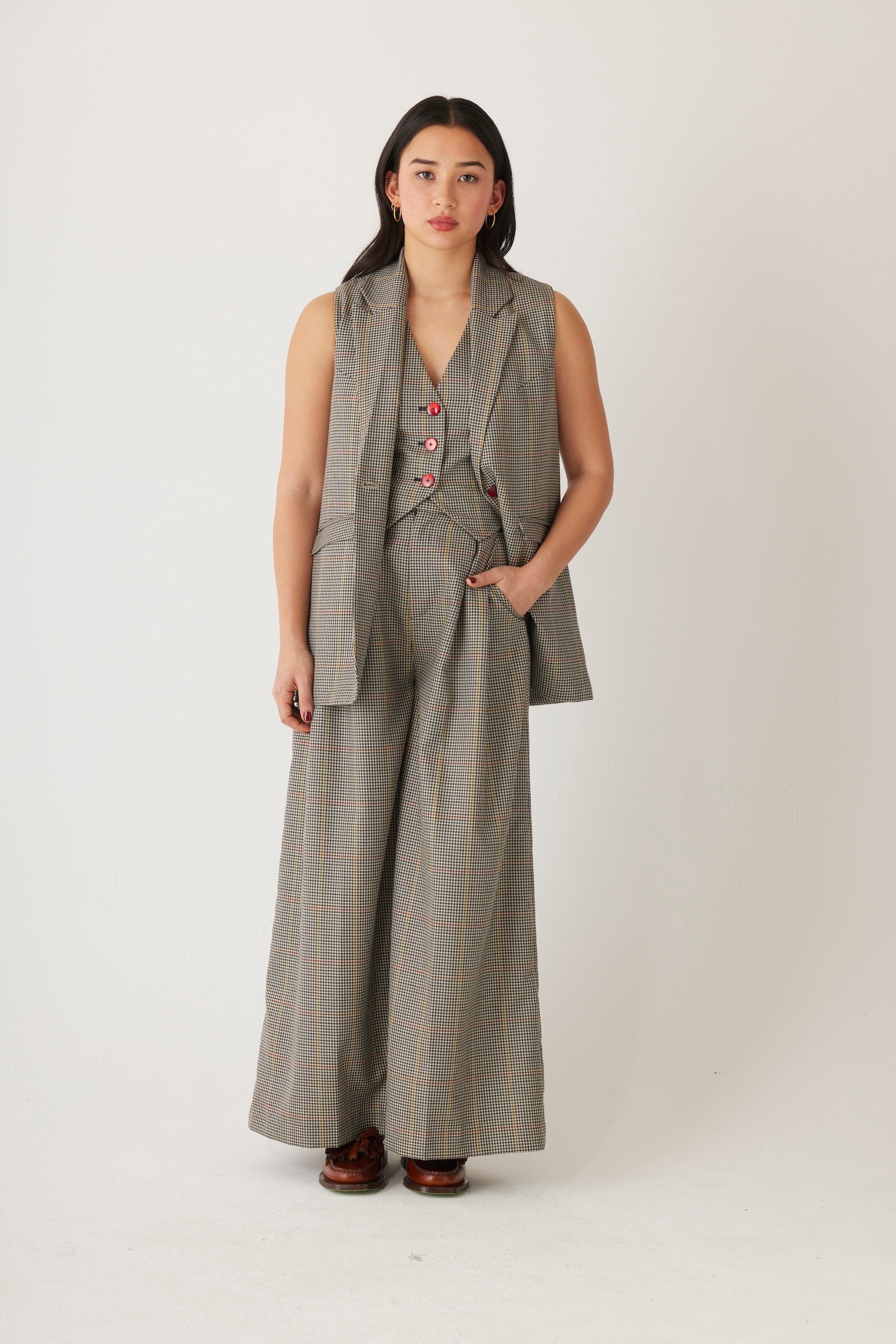 Candice Vest in Tropical Wool Plaid