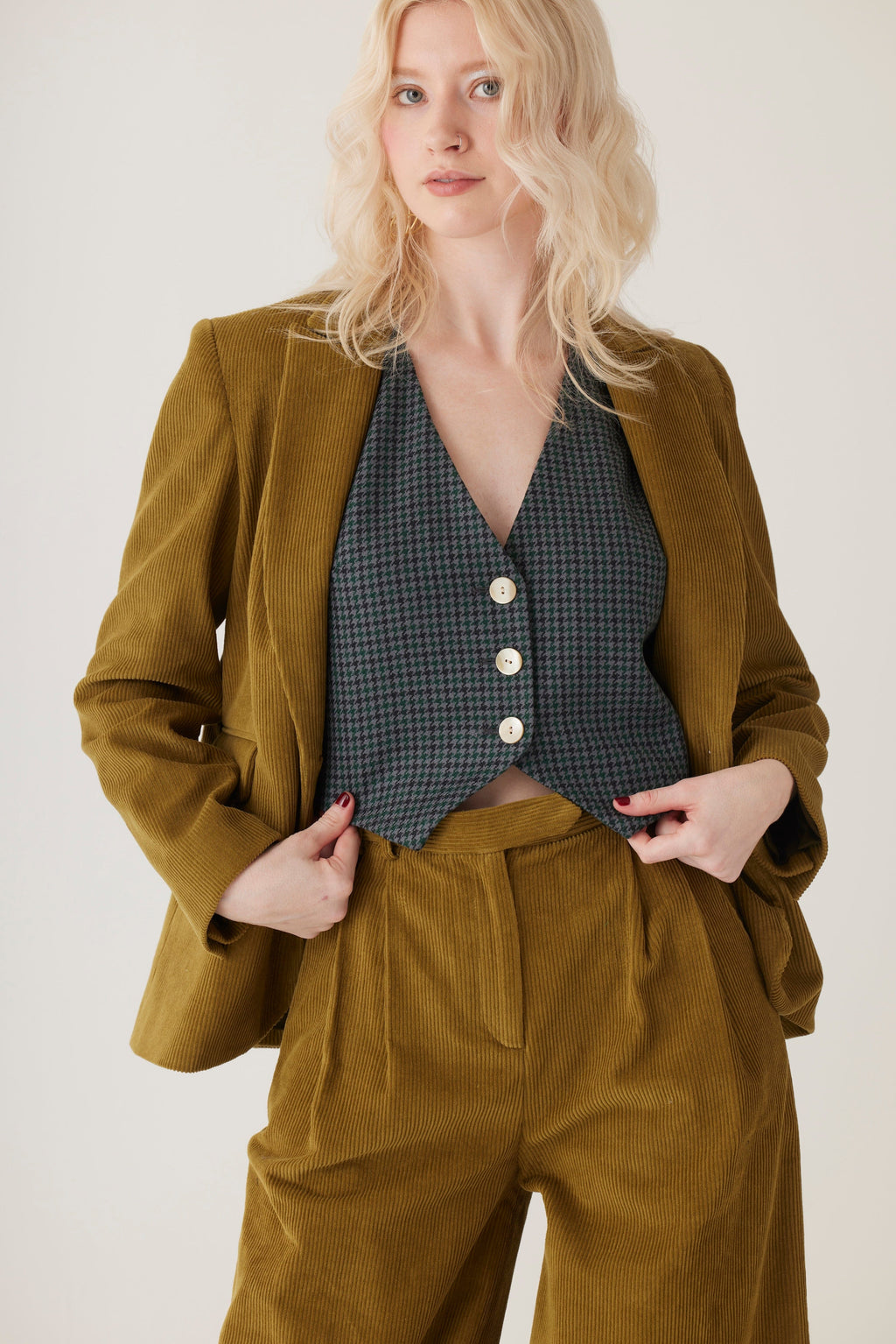 Diane Vest in Tropical Wool Plaid