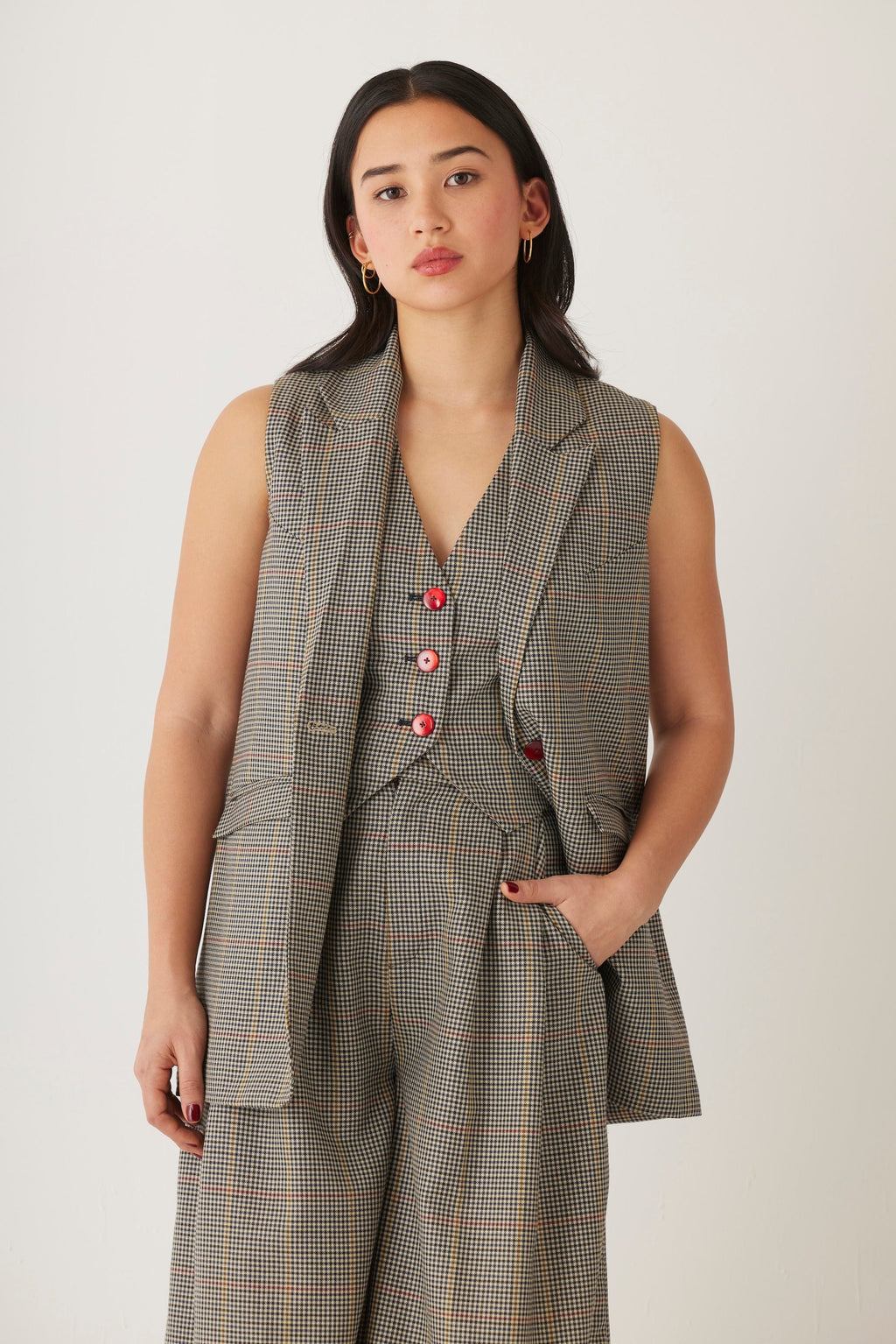 Candice Vest in Tropical Wool Plaid